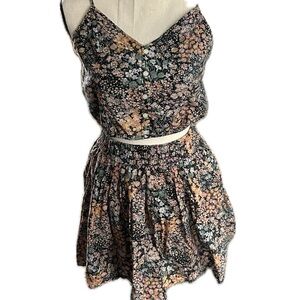 Floral Print vintage inspired two piece outfit